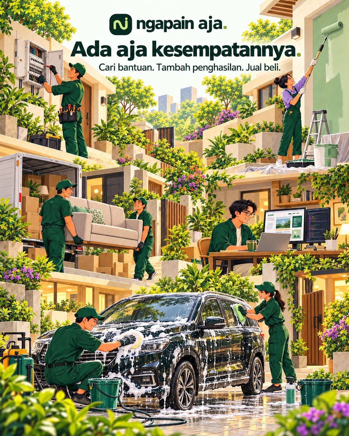 Jasa rumah: listrik, cat, pindahan, cuci mobil